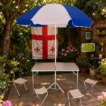 Home 141 Picnic table with chairs and umbrella